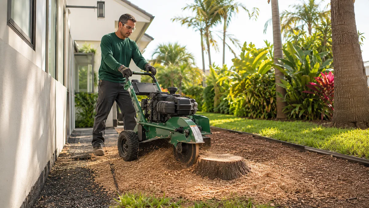 Stump grinding and removal work by TRIMZ